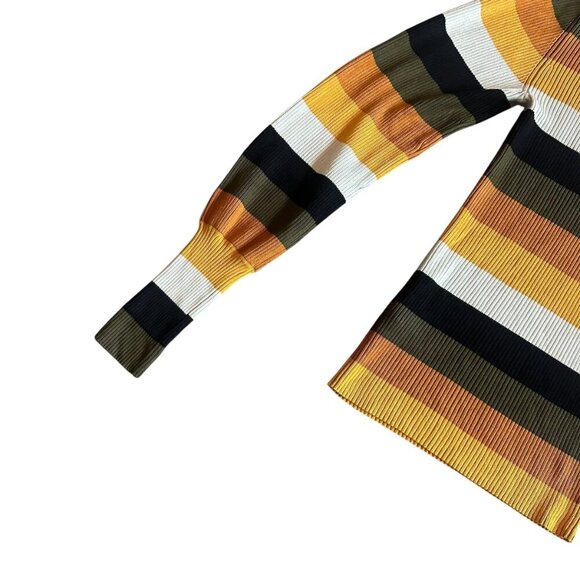 & Other Stories Striped Ribbed Sweater Balloon Sleeves Stretch Crew Neck Size XS - Picture 7 of 10